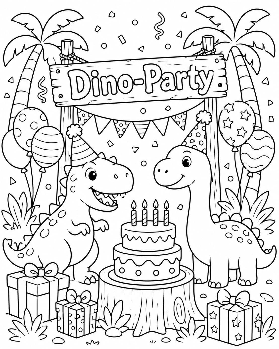 Geburtstag Motiv 8 als kostenloses Ausmalbild für Kinder